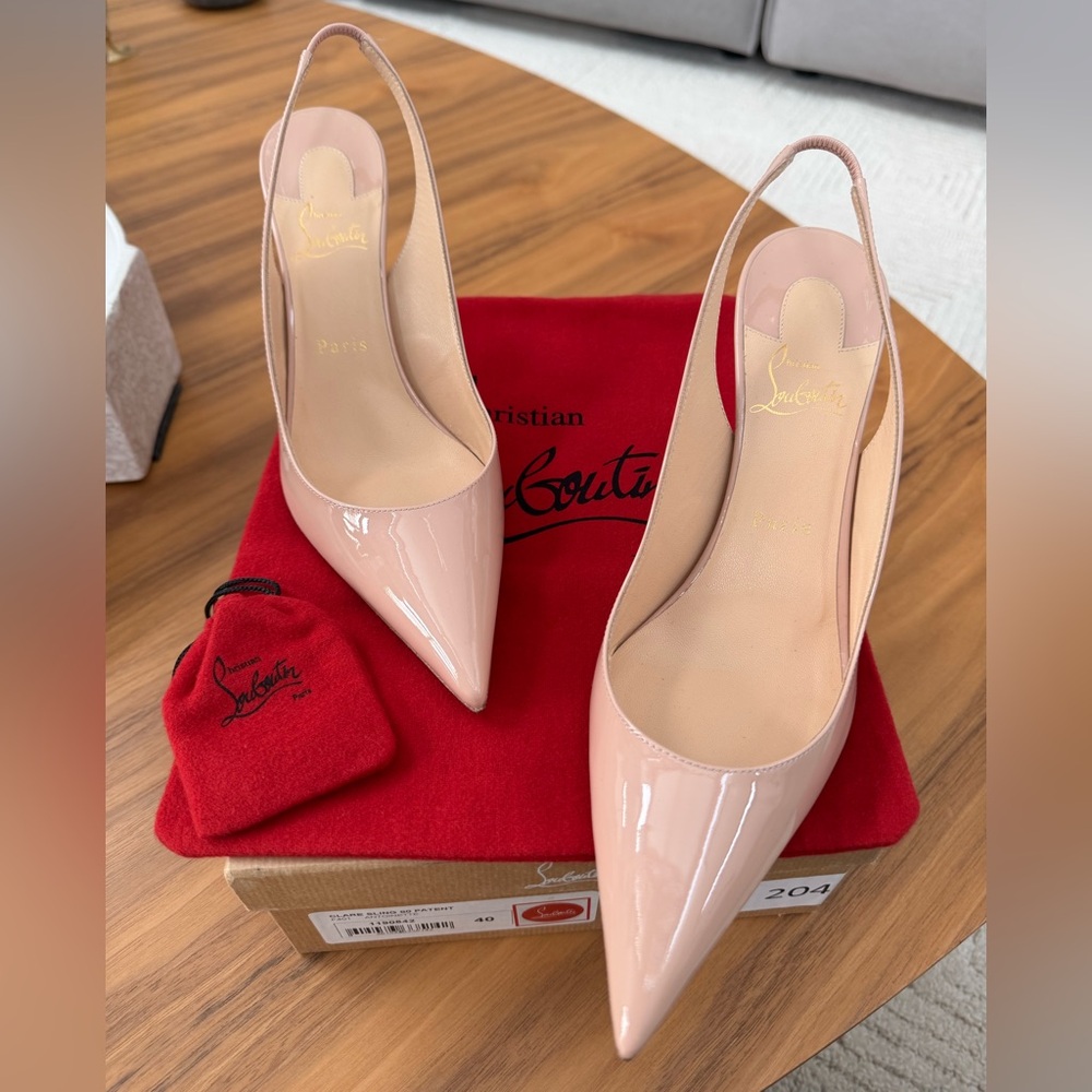Christian Louboutin Clare Sling 80 Patent F401 Antoinette Slingback Heels - Picture 4 of 12